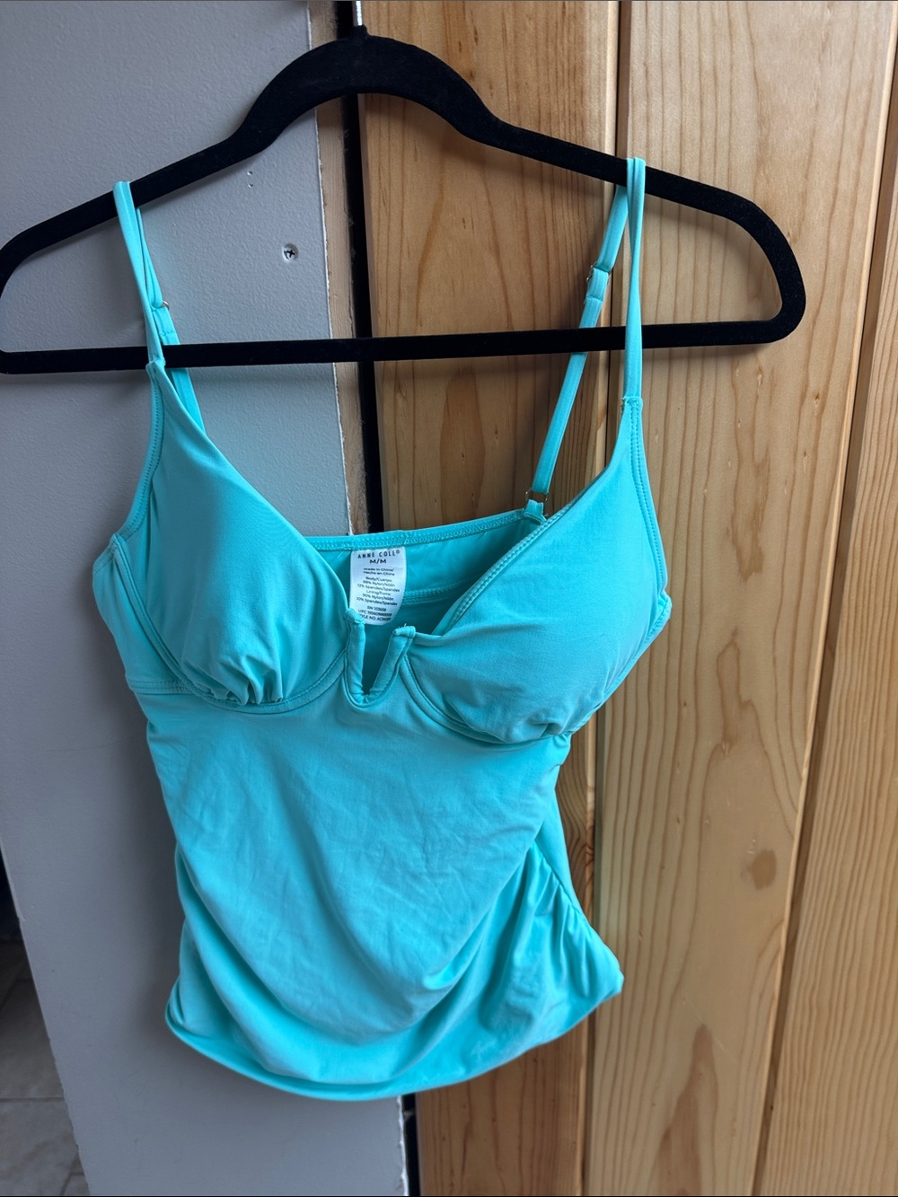Anne Cole Turquoise V-Notch Tankini Top